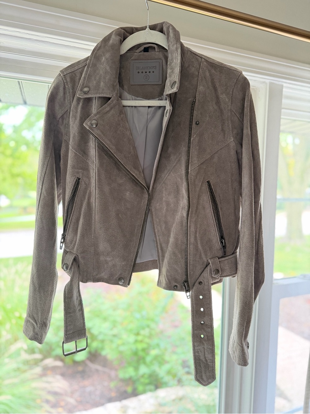 Blank NYC Taupe Suede Moto-Style Jacket